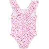 Little Me Baby-Girls Little Girls’ UPF 50+ Sun Protection One Piece Swimsuit(Pink Flamingo)