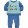 Little Me Clothes for Baby Boys’ 100% Cotton Active Set, Pull on Pants and Sweater, 3 Months to 12 Months(Blue Trucks)