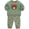 Little Me Clothes for Baby Boys’ 100% Cotton Active Set, Pull on Pants and Sweater, 3 Months to 12 Months(Hedge Green Bears)