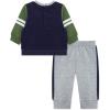 Little Me Clothes for Baby Boys’ 100% Cotton Active Set, Pull on Pants and Sweater, 3 Months to 12 Months(Navy/Grey Football)