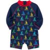 Little Me Clothes for Baby Boys’ Long Sleeve Full Coverage Rash Guard Suit, 6-24 Months(Blue Boat)