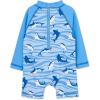 Little Me Clothes for Baby Boys’ Long Sleeve Full Coverage Rash Guard Suit, 6-24 Months(Blue Shark)