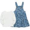 Little Me Clothes for Baby Girl’s 2-Piece Jumper Dress and Shirt Sets(Blue Garden)