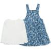 Little Me Clothes for Baby Girl’s 2-Piece Jumper Dress and Shirt Sets(Blue Garden)
