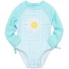 Little Me Clothes for Baby Girls’ Full Coverage Rash Guard, 6 Months – 4 Toddler(Blue Daisy)