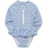 Little Me Clothes for Baby Girls’ Full Coverage Rash Guard, 6 Months – 4 Toddler(Bright White-blue)