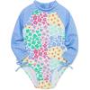 Little Me Clothes for Baby Girls’ Full Coverage Rash Guard, 6 Months – 4 Toddler(Multi/Vista Blue)