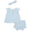 Little Me Clothes for Baby Girls’ Gauze Sunsuit and Headband Set, 3-12 Months(Ice Water Blue)