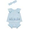 Little Me Clothes for Baby Girls’ Gauze Sunsuit and Headband Set, 3-12 Months(Ice Water Blue)