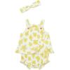 Little Me Clothes for Baby Girls’ Gauze Sunsuit and Headband Set, 3-12 Months(Marsmallow/Multi)
