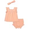 Little Me Clothes for Baby Girls’ Gauze Sunsuit and Headband Set, 3-12 Months(Peach Pearl)