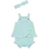 Little Me Clothes for Baby Girls’ Gauze Sunsuit and Headband Set, 3-12 Months(Yucca Blue)