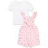 Little Me Clothes for Baby Girls’ Knit T-Shirt and Shortall Set, 12 Months – 4 Toddler(Candy Pink)
