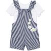 Little Me Clothes for Baby Girls’ Knit T-Shirt and Shortall Set, 12 Months – 4 Toddler(Medieval Blue/Bright White)