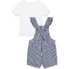 Little Me Clothes for Baby Girls’ Knit T-Shirt and Shortall Set, 12 Months – 4 Toddler(Medieval Blue/Bright White)