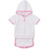 Little Me Clothes for Baby Girls’ Swimsuit Hooded Cover-Up, 6 Months – 4 Toddler(White Set)