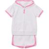 Little Me Clothes for Baby Girls’ Swimsuit Hooded Cover-Up, 6 Months – 4 Toddler(White Set)
