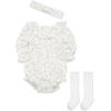 Little Me Clothes for Baby Girls’ Woven Bubble Romper, Matching Headband, and Socks Set, 3 Months to 12 Months(Prism Pink)