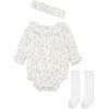 Little Me Clothes for Baby Girls’ Woven Bubble Romper, Matching Headband, and Socks Set, 3 Months to 12 Months(Prism Pink)