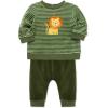 Little Me Clothes for Baby Girl’s and Boy’s Velour Sweatshirt Tracksuit, Jogger Sets, 3 Months to 12 Months(Bronze Green Lion Stripe)