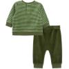 Little Me Clothes for Baby Girl’s and Boy’s Velour Sweatshirt Tracksuit, Jogger Sets, 3 Months to 12 Months(Bronze Green Lion Stripe)