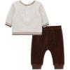 Little Me Clothes for Baby Girl’s and Boy’s Velour Sweatshirt Tracksuit, Jogger Sets, 3 Months to 12 Months(Chestnut/Oatmeal Puppy)