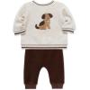 Little Me Clothes for Baby Girl’s and Boy’s Velour Sweatshirt Tracksuit, Jogger Sets, 3 Months to 12 Months(Chestnut/Oatmeal Puppy)