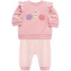 Little Me Clothes for Baby Girl’s and Boy’s Velour Sweatshirt Tracksuit, Jogger Sets, 3 Months to 12 Months(Crystal Rose Kitty)