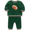 Little Me Clothes for Baby Girl’s and Boy’s Velour Sweatshirt Tracksuit, Jogger Sets, 3 Months to 12 Months(Dark Green Football)