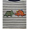 Little Me Clothes for Baby Girl’s and Boy’s Velour Sweatshirt Tracksuit, Jogger Sets, 3 Months to 12 Months(Peacoat Dino Stripe)