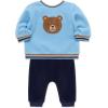 Little Me Clothes for Baby Girl’s and Boy’s Velour Sweatshirt Tracksuit, Jogger Sets, 3 Months to 12 Months(Peacoat Fuzzy Bear)