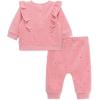 Little Me Clothes for Baby Girl’s and Boy’s Velour Sweatshirt Tracksuit, Jogger Sets, 3 Months to 12 Months(Peony/Gold Dots)
