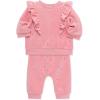 Little Me Clothes for Baby Girl’s and Boy’s Velour Sweatshirt Tracksuit, Jogger Sets, 3 Months to 12 Months(Peony/Gold Dots)