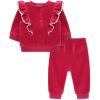 Little Me Clothes for Baby Girl’s and Boy’s Velour Sweatshirt Tracksuit, Jogger Sets, 3 Months to 12 Months(Red Bud)