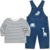 Little Me Essentials for Baby Girls and Boys Woven Jumpers and Coverall Overalls Set, Newborn to 24 Months(Blue Safari)