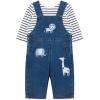 Little Me Essentials for Baby Girls and Boys Woven Jumpers and Coverall Overalls Set, Newborn to 24 Months(Blue Safari)