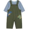Little Me Essentials for Baby Girls and Boys Woven Jumpers and Coverall Overalls Set, Newborn to 24 Months(Bronze Green/Blue Fog)