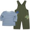 Little Me Essentials for Baby Girls and Boys Woven Jumpers and Coverall Overalls Set, Newborn to 24 Months(Bronze Green/Blue Fog)
