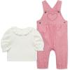 Little Me Essentials for Baby Girls and Boys Woven Jumpers and Coverall Overalls Set, Newborn to 24 Months(Chateau Rose Heart)