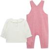 Little Me Essentials for Baby Girls and Boys Woven Jumpers and Coverall Overalls Set, Newborn to 24 Months(Chateau Rose Heart)