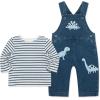 Little Me Essentials for Baby Girls and Boys Woven Jumpers and Coverall Overalls Set, Newborn to 24 Months(Dino Marshmallow)