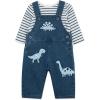 Little Me Essentials for Baby Girls and Boys Woven Jumpers and Coverall Overalls Set, Newborn to 24 Months(Dino Marshmallow)
