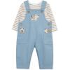 Little Me Essentials for Baby Girls and Boys Woven Jumpers and Coverall Overalls Set, Newborn to 24 Months(Dusty Blue)