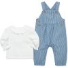 Little Me Essentials for Baby Girls and Boys Woven Jumpers and Coverall Overalls Set, Newborn to 24 Months(Med Denim/Marshmallow)