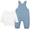 Little Me Essentials for Baby Girls and Boys Woven Jumpers and Coverall Overalls Set, Newborn to 24 Months(Med Denim/Marshmallow)