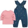 Little Me Essentials for Baby Girls and Boys Woven Jumpers and Coverall Overalls Set, Newborn to 24 Months(Med Denim/Peony)