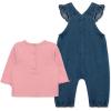 Little Me Essentials for Baby Girls and Boys Woven Jumpers and Coverall Overalls Set, Newborn to 24 Months(Med Denim/Peony)