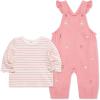 Little Me Essentials for Baby Girls and Boys Woven Jumpers and Coverall Overalls Set, Newborn to 24 Months(Peony/Marshmallow Puppies)