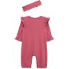 Little Me Simply Essential Solids Clothes for Baby Girls’ Jumpsuit and Coordinating Headband Set, 3 Months to 12 Months(Rose Wine)