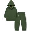 Little Me Simply Essential Solids Organic Cotton Blend Baby Boys’ Fleece Sweatshirt and Pant Set, 12 Months to 4 Toddler(Bronze Green)